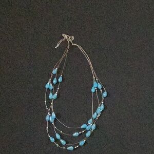 Beautiful Sky Blue Beaded 4 Strand Wire Necklace